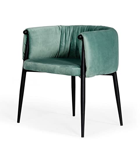 HomeRoots Fabric, Metal Mod Light Green and Black Velvet Dining or Side Chair