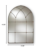 Baxton Studio Tova Vintage Farmhouse Antique Silver Finished Arched Window Accent Wall Mirror