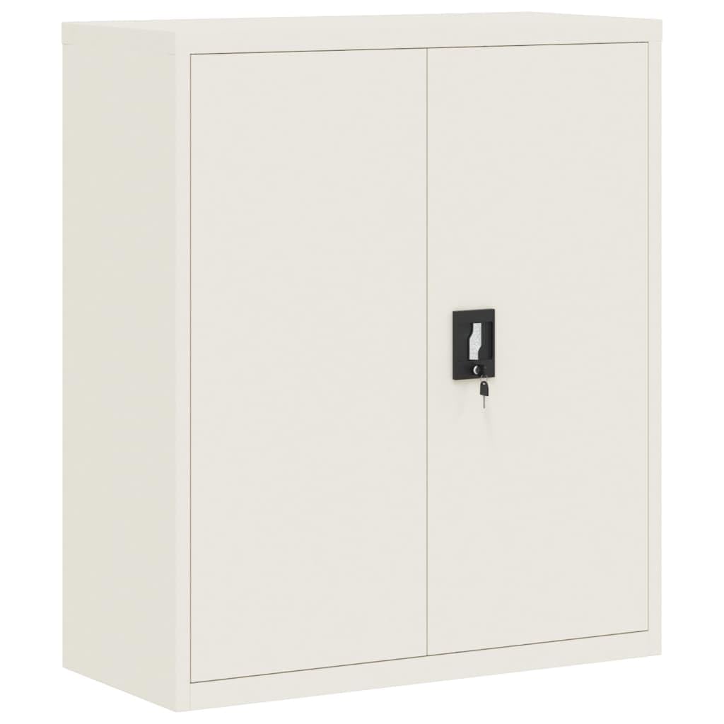 vidaXL File Cabinet Lockable Metal Storage Cabinet with Doors White Steel