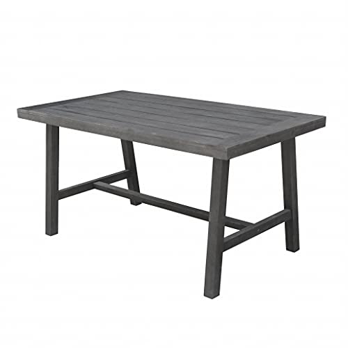 HomeRoots Vista Grey Acacia Dark Grey Dining Table with Leg Support