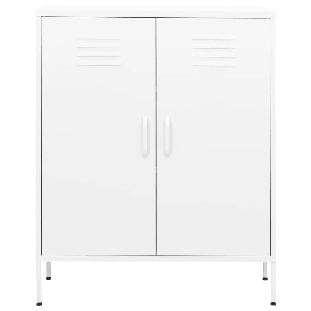 vidaXL Home Decor Storage Cabinet - Steel Made, 31.5&quot;x13.8&quot;x40&quot;, Features Adjustable Shelves and Levelers, Industrial Style, White