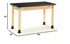 National Public Seating Signature 60" L x 30" W Height Adjustable School Science Lab Utility Table with HPL Top - Oak, Black