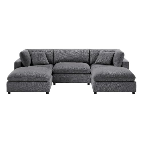 Comfort Pointe Casella Modular Charcoal Fabric 5-Piece Xl Chofa Sectional