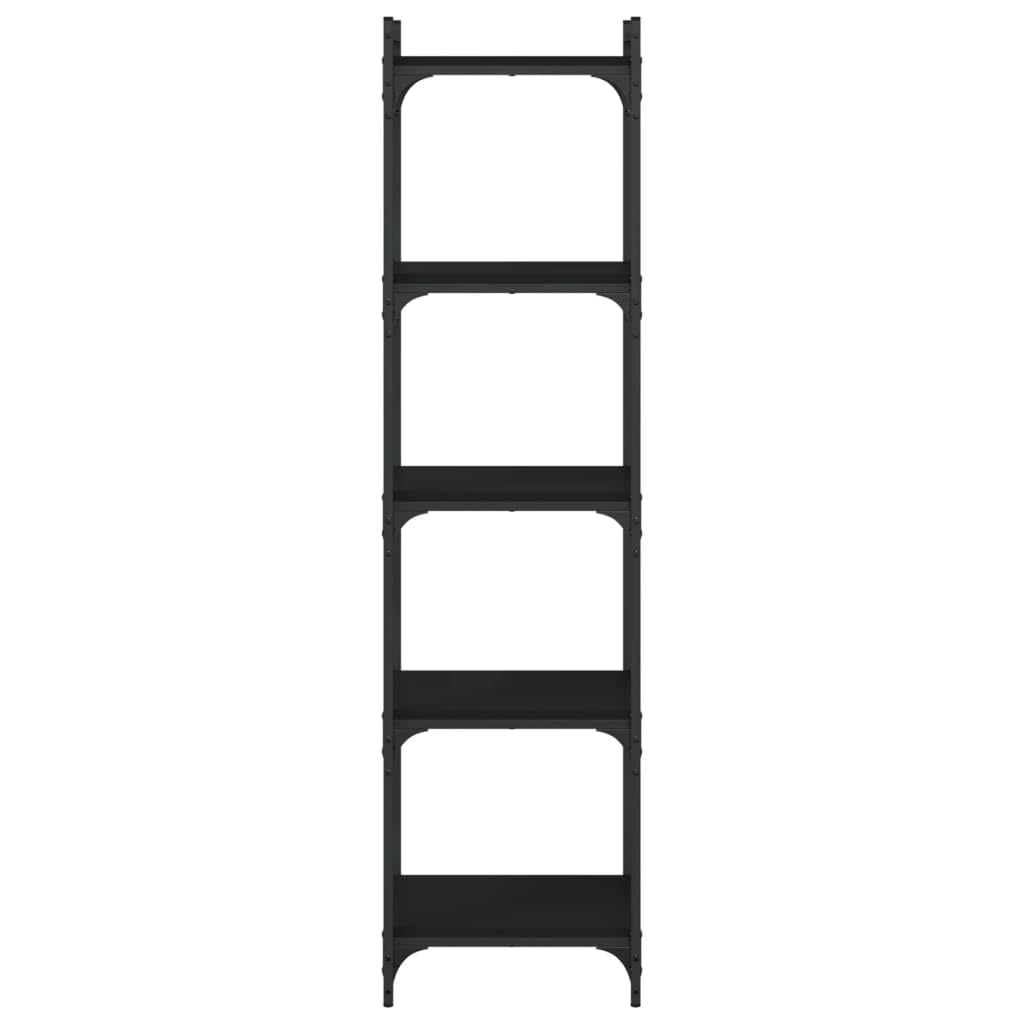 vidaXL Black 5-Tier Bookcase - Industrial Style, Engineered Wood and Metal Frame