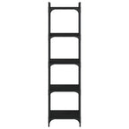 vidaXL Black 5-Tier Bookcase - Industrial Style, Engineered Wood and Metal Frame