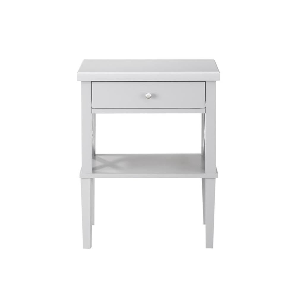 Comfort Pointe Marta Dove Gray 1-Drawer Wood Nightstand with Storage Shelf
