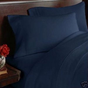 Elegance Linen Wrinkle-Free- 1200 Thread Count Egyptian Quality 3Pc Duvet Cover Set, Solid, Full/Queen, Navy Blue