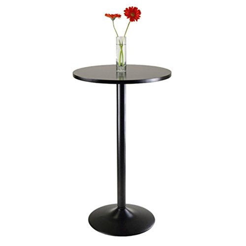 Ergode Obsidian 3-Piece Counter Table Set | Sleek Design | Black Veneer Top | Easy Assembly | 2 Black Square-Leg Stools | (20331-VV)