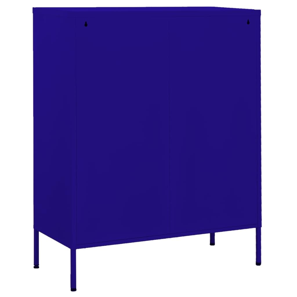 vidaXL Steel Storage Cabinet with Adjustable Shelf - Navy Blue - 31.5&quot;x13.8&quot;x40&quot; - Industrial Style - 2 Doors and Drawers - Ideal for Books, DVDs, Multimedia Appliances
