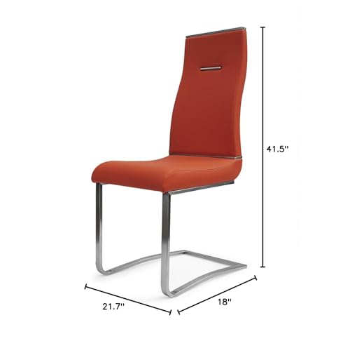 Creative Images Polyurethane Dining Chair, Stainless Steel Silver Base, Set of 2 White Gold White Finish