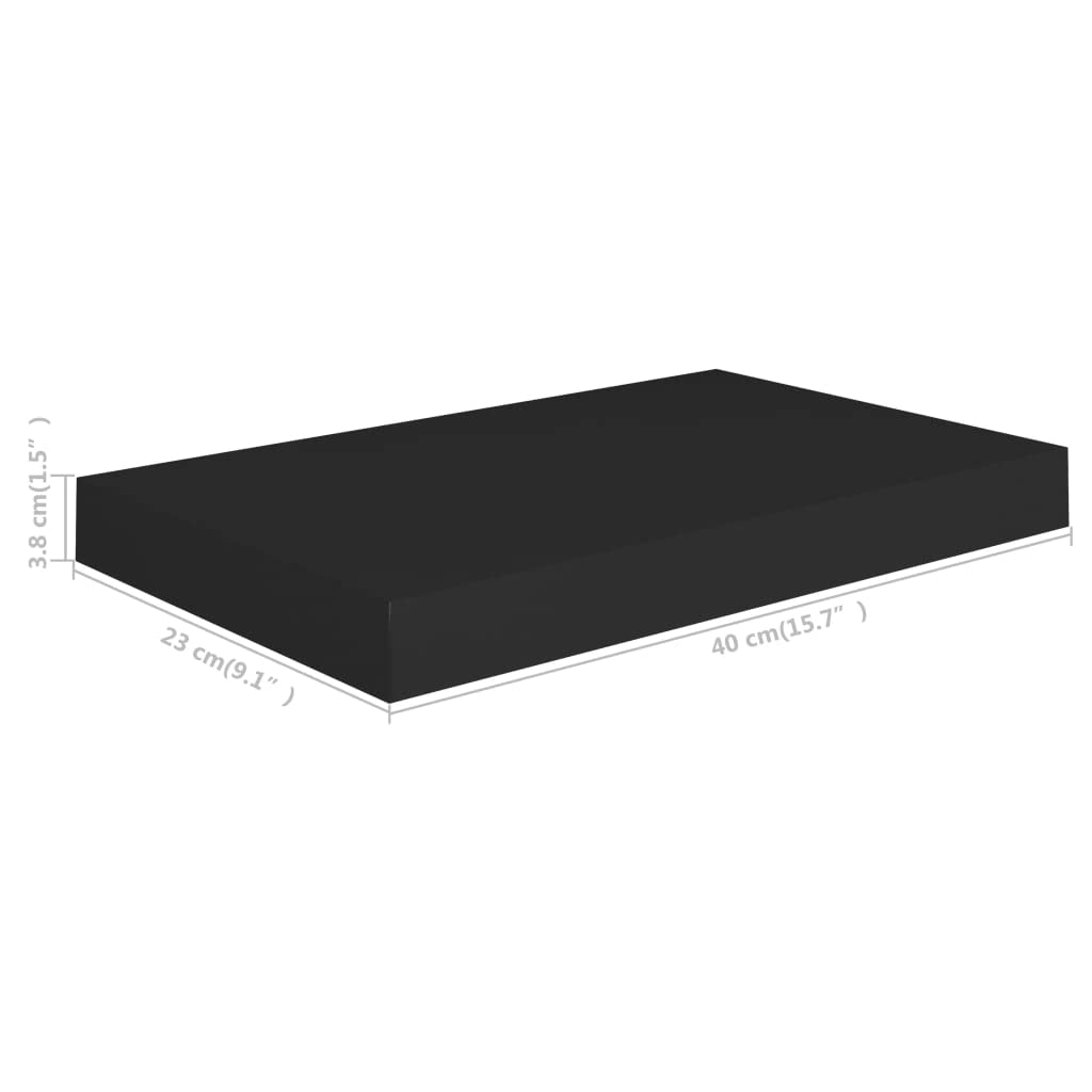 Vidaxl Floating Wall Shelves 4 Pcs Black 15.7''X9.1''X1.5'' Mdf