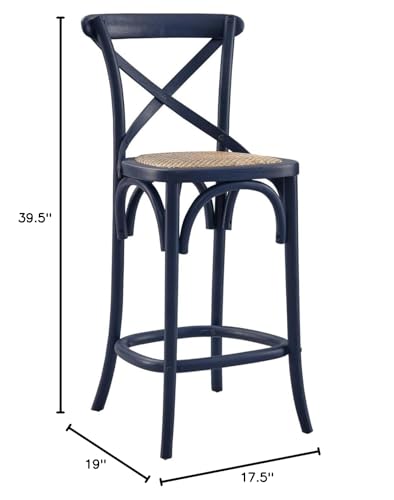 Modway Gear X-Back Wood Counter Stool In Midnight Blue