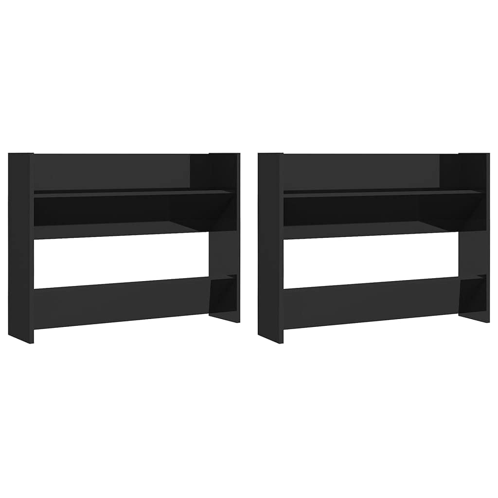 vidaXL Wall Shoe Cabinets 2 pcs High Gloss Black 31.5&quot;x7.1&quot;x23.6&quot; Engineered Wood