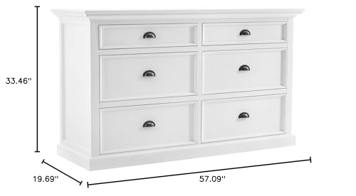 HomeRoots Mahogany, MDF Modern Farmhouse White Six Drawer Dresser