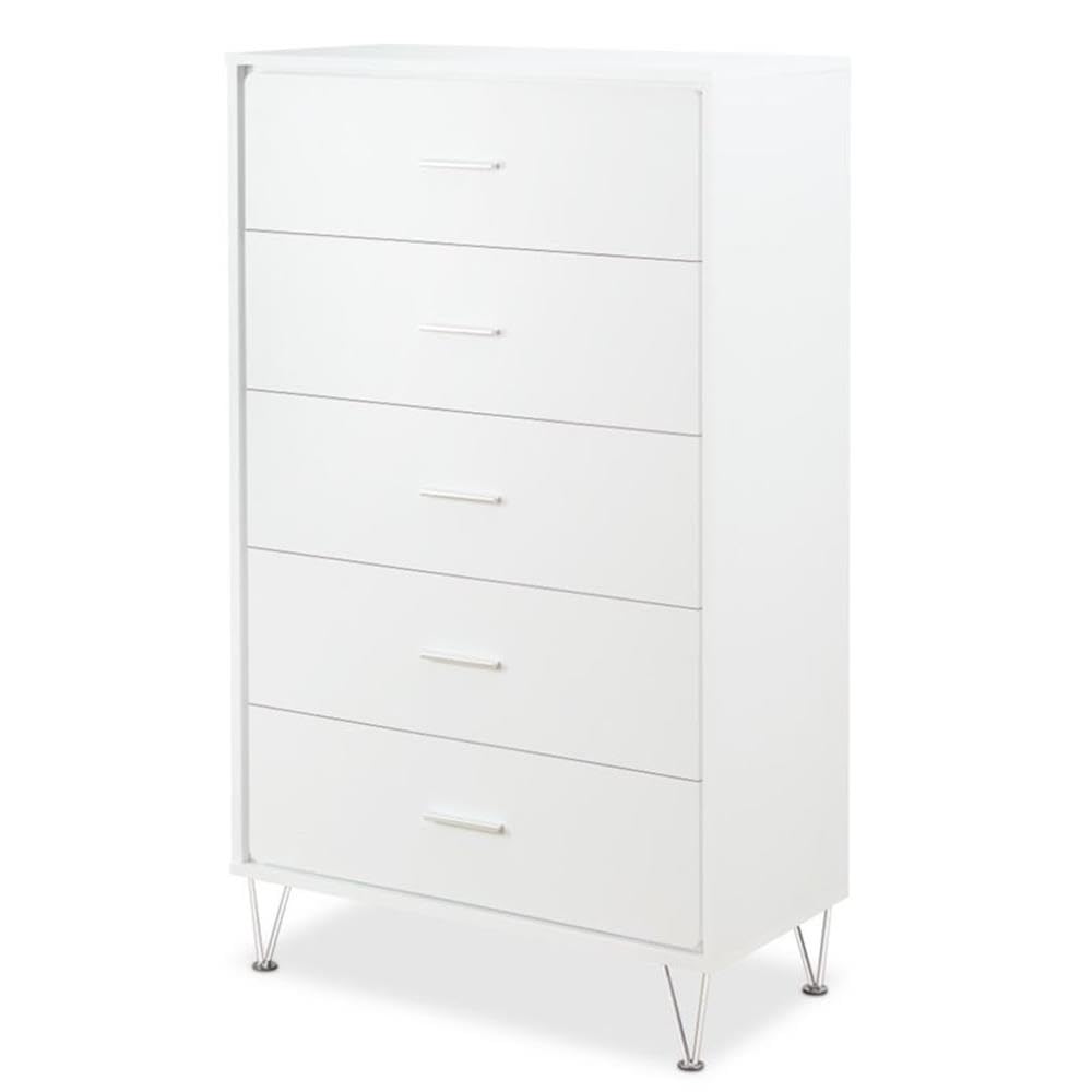 Acme Deoss Wooden Rectangular Chest with 5 Storage Drawers in White