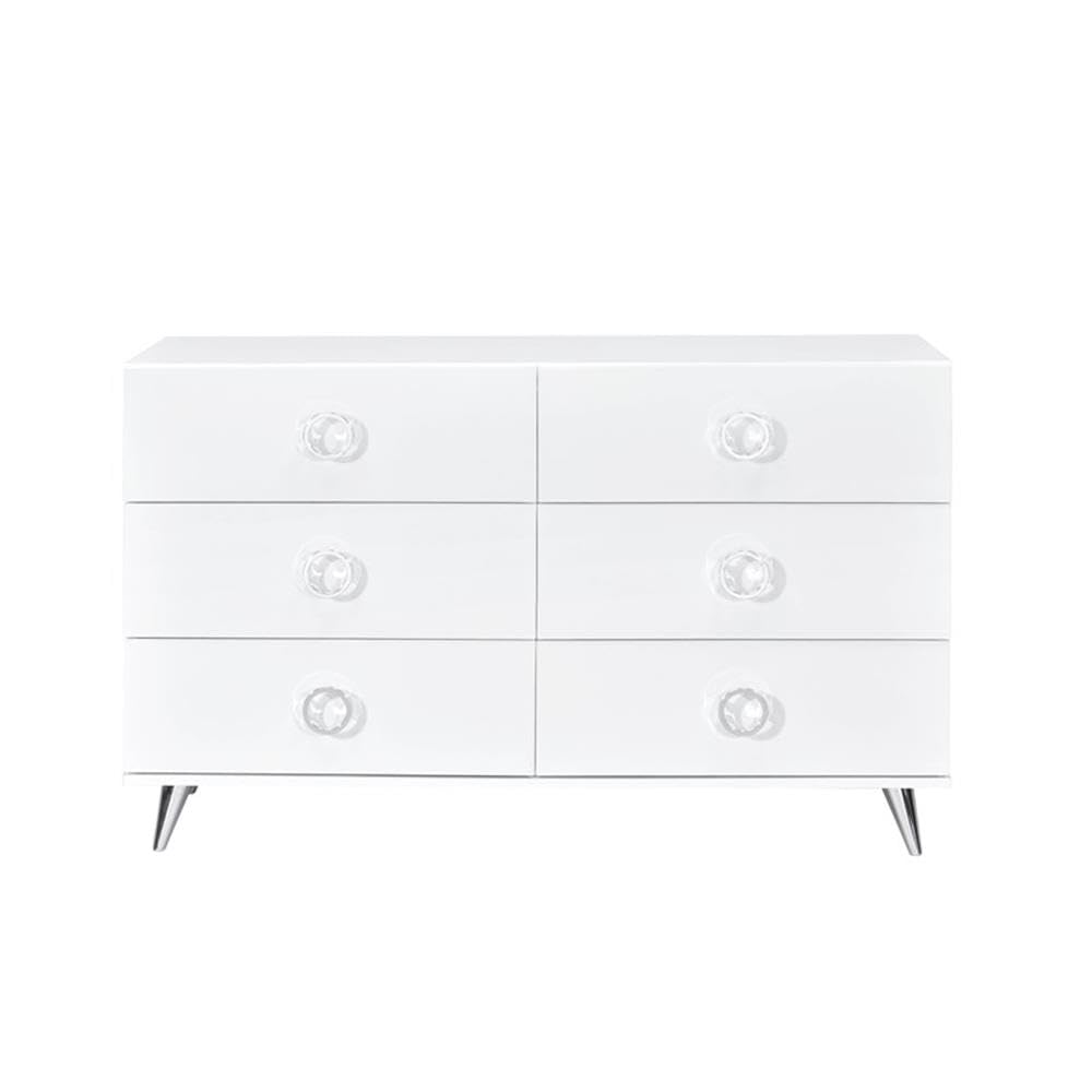 Acme Perse 6-Drawer Wooden Dresser in White