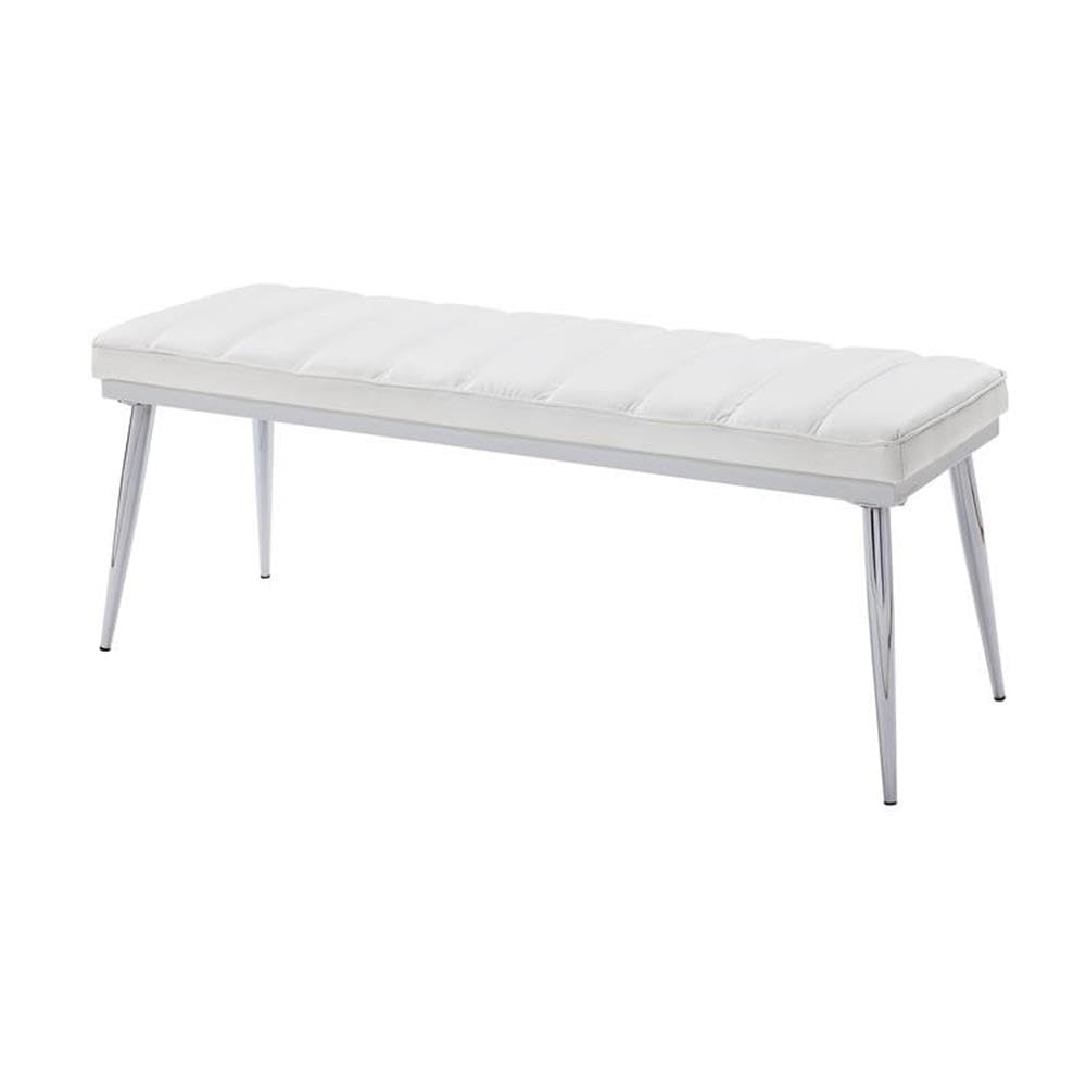 Acme Weizor Bench in White PU & Chrome