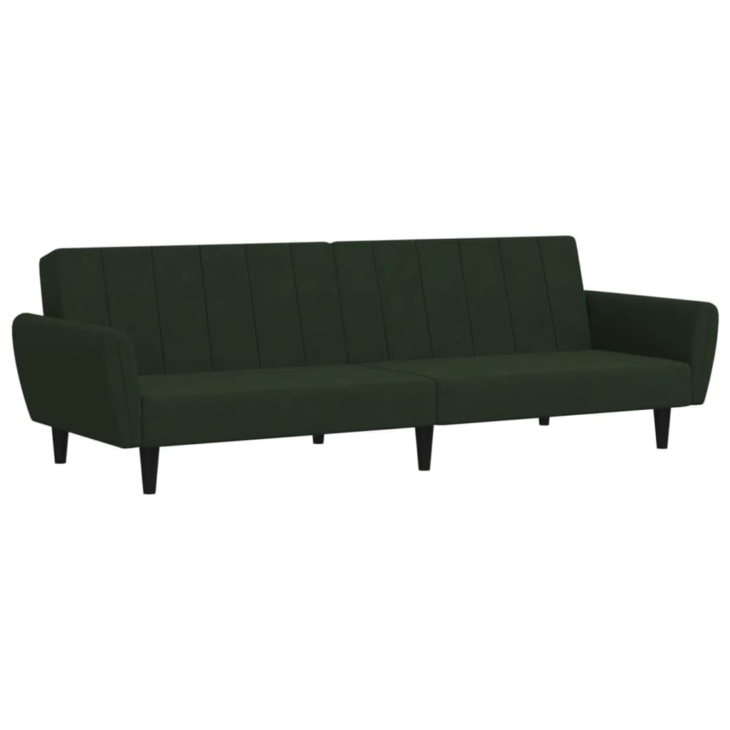 vidaXL 2-Seater Sofa Bed in Dark Green Velvet - Contemporary Velvet Loveseat/Sleeper Couch with Easy Conversion and Wooden Frame