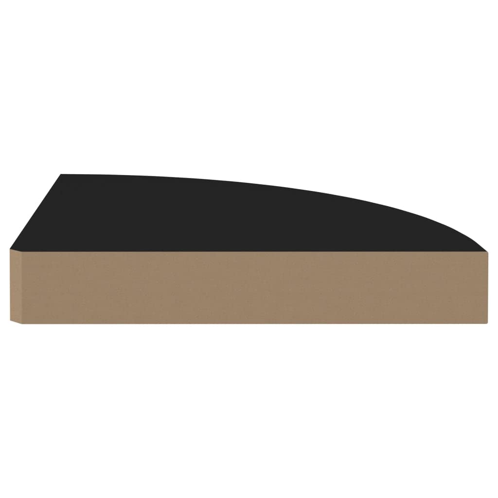 vidaXL Floating Corner Shelves 2 pcs Black 9.8"x9.8"x1.5" MDF