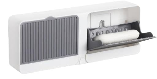 BARHARY Creative Wall Soap Box with Lid Double Mesh Standing Soap Dryer Holder Flip Wall Mounted Double Soap Holder with Drain T