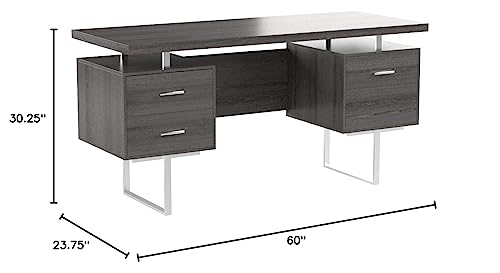Dark Taupe Reclaimed-Look/Silver Metal 60&quot;L Office Desk