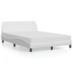 vidaXL White Faux Leather Bed Frame with Headboard - 53.9"x74.8" - Durable, Easy Clean Surface, Sleek Design for Modern Bedrooms