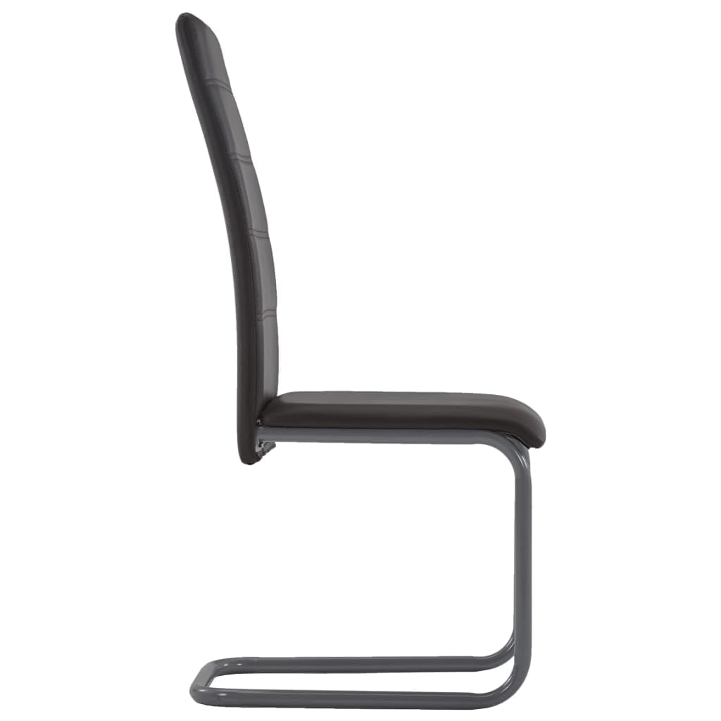 vidaXL Modern Cantilever Dining Chairs in Brown Faux Leather - Set of 2 with Tubular Steel Structure