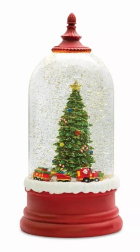 Melrose Modern Home Decorative Snow Globe With Tree 10.5' H Plastic 6 Hr Timer 3 Aa Batteries, Not Included Or Usb Cord Included