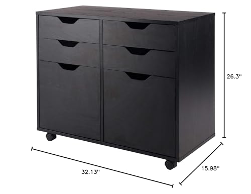 Ergode Wood Halifax 2-Section Mobile Storage Cabinet - Stylish, Versatile, Easy to Move