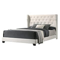 Best Quality Furniture Panel Bed, Eastern King, White Faux Leather