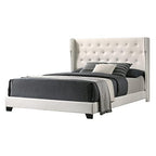 Best Quality Furniture Panel Bed, Eastern King, White Faux Leather