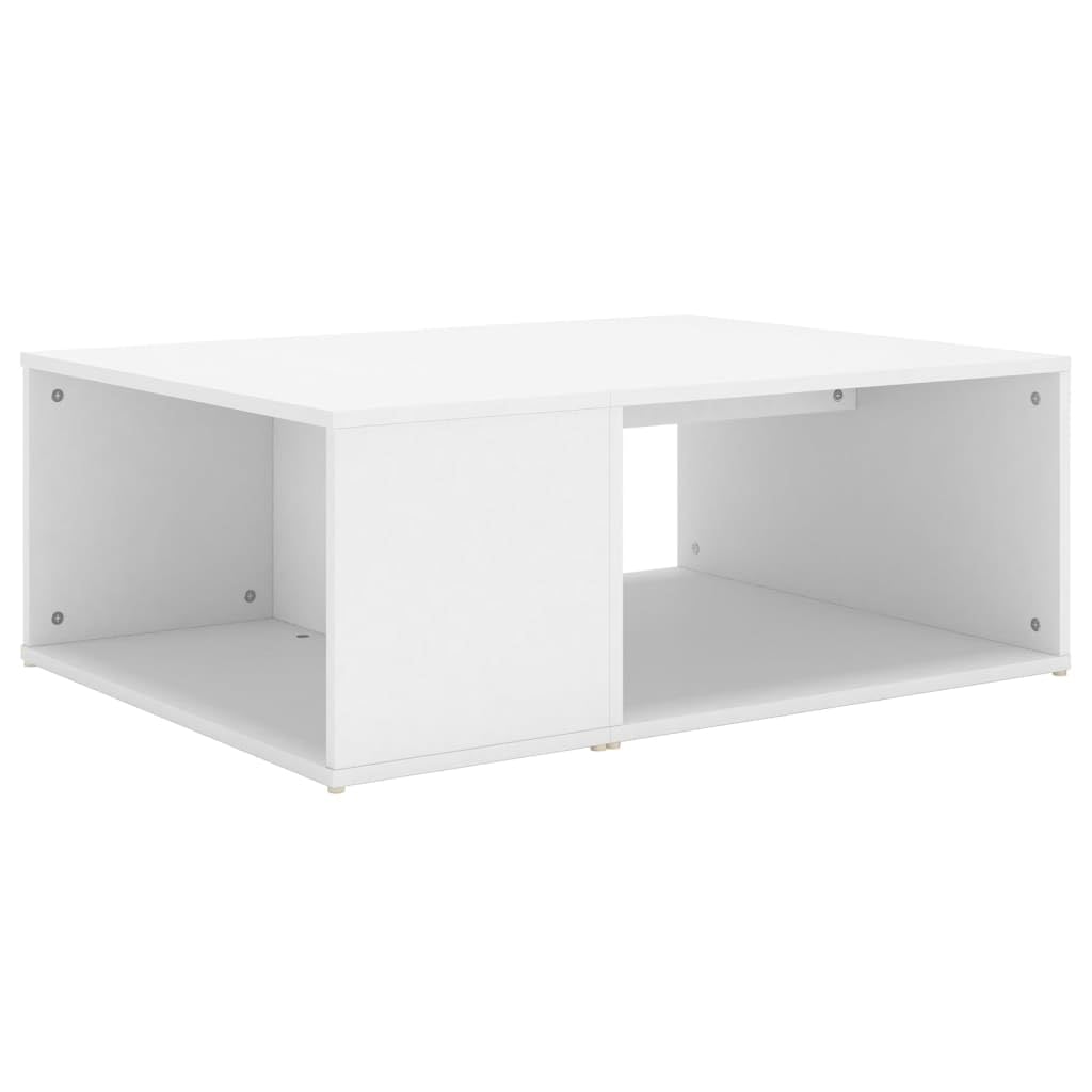 vidaXL White Engineered Wood Coffee Table - Stylish Rectangular Side Sofa Table for Living Room, Bedroom with 2 Shelves, Easy to Assemble - 35.4"x26.4"x13"