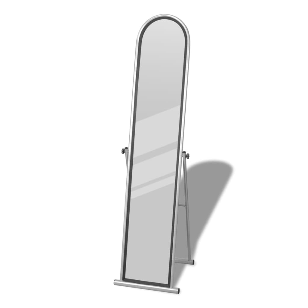 vidaXL Floor Mirror Free Standing Full Length Rectangular Gray Finish Cheval Dressing