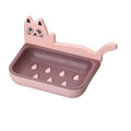 SpiderJuice 1Pc Cute Cat Shaped Adhesive No Drill Self Drain Wall Mounted Soap Bar Holder Dish Rack for Bathroom Wash Basin Kitc