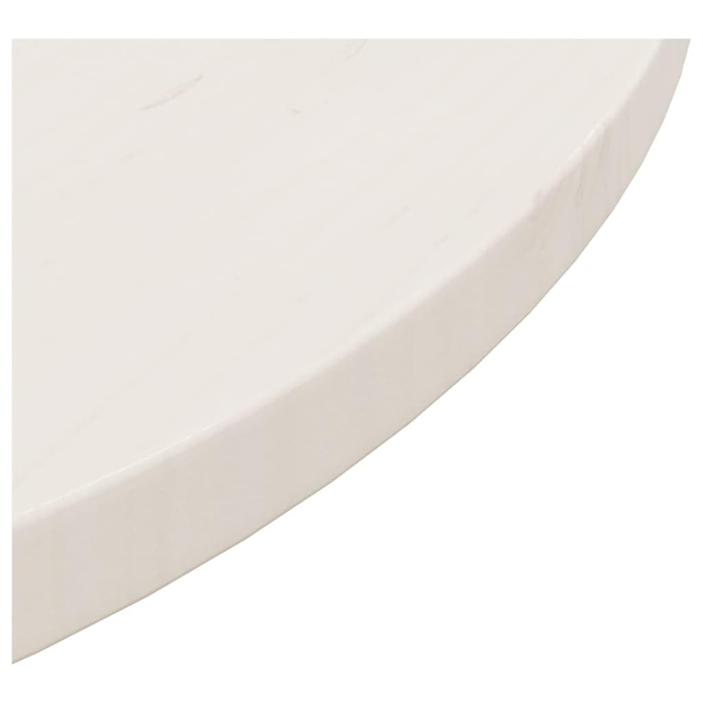 vidaXL Solid Pinewood Round Table Top for Dining, Coffee, and Garden Tables – White - Ø23.6"x1"