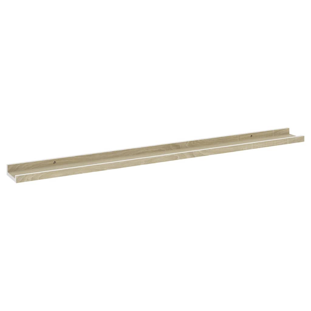 vidaXL Modern Wall Shelves in White and Sonoma Oak - Durable MDF Material - Versatile Decorative Shelves - Set of 2