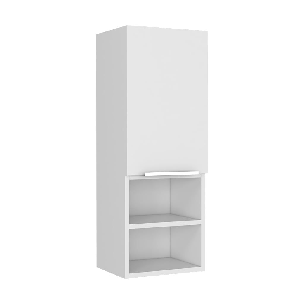 Medicine 32H Single Door Cabinet, 2 Interior Shelves, 2 External Shelves, White