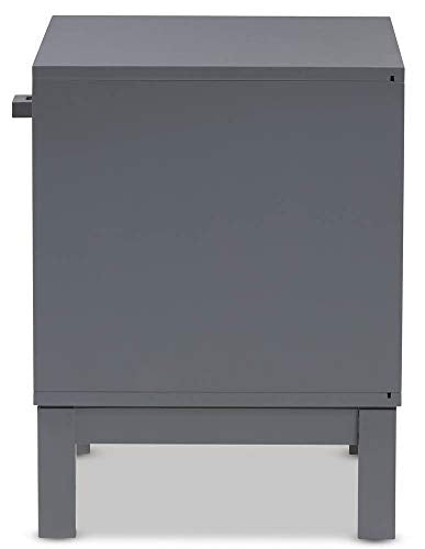 Baxton Studio Deirdre Modern and Contemporary Grey Wood 1-Drawer Nightstand Grey//Light Wood/Contemporary/Rubber Wood/MDF