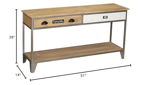 Progressive Furniture Outbound Wood Sofa/Console Table Natural Tan/Iron Silver