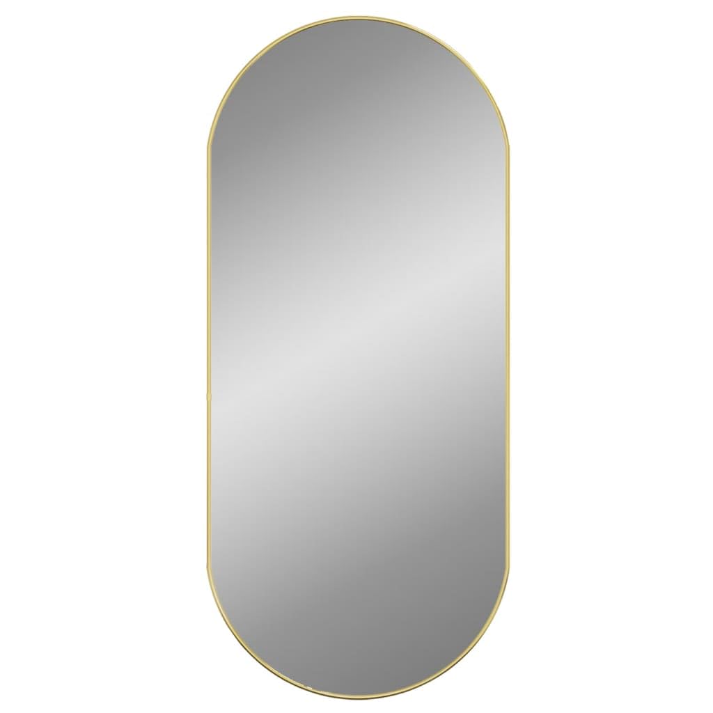 vidaXL Oval Wall Mirror - 39.4&quot;x17.7&quot; in Gold Color - Wall-Mounted Design for Space Saving - Ideal for Bedroom, Living Room, Bathroom