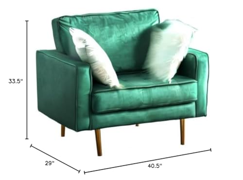 Lilola Home Theo Green Velvet Chair - Thumbnail 3