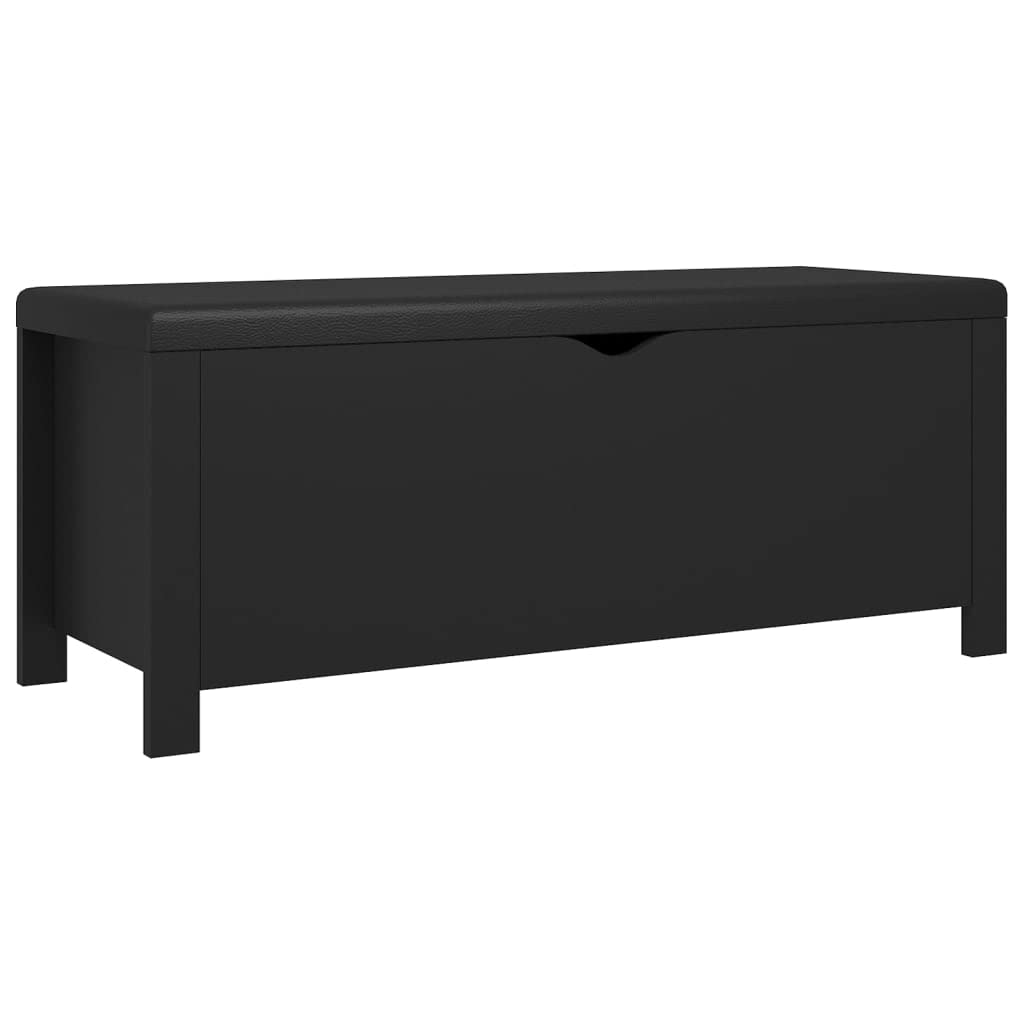 vidaXL Black Storage Box Bench with Cushion - Engineered Wood/Faux Leather, 41.3&quot;x15.7&quot;x17.7&quot; - Ideal for Living Room, Hallway, Bedroom