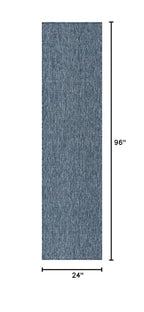 Unique Loom Collection Casual Transitional Solid Heathered Indoor/Outdoor Flatweave Area Rug (2' X 8' Runner, Blue/Navy Blue)