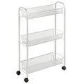 mDesign Steel Rolling Utility Cart Storage Organizer Trolley with 3 Basket Shelves for Laundry Room, Mudroom, Garage, Bathroom O