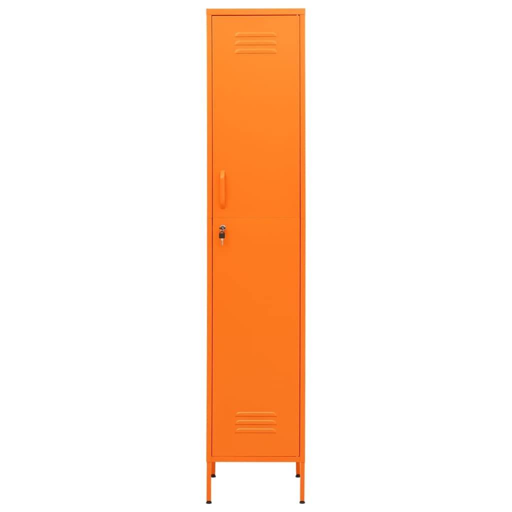 Vidaxl Orange Steel Locker Cabinet - Modern Designed Storage Solution With Locks And Adjustable Shelves - Perfect For Office, Room - 13.8"X18.1"X70.9"