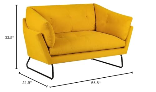 Lilola Home Karla Yellow Velvet Contemporary Loveseat