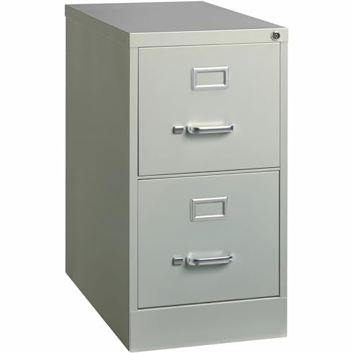 Lorell 2-Drawer Vertical File With Lock, 15 By 25 By 28-3/8-Inch, Light Gray