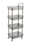 Doykli Acrylic 4 Layer Trolly Black | Rolling Storage Cart| 4 Tier Bathroom Organizer Slide Out Utility Cart| Mobile Shelving Un