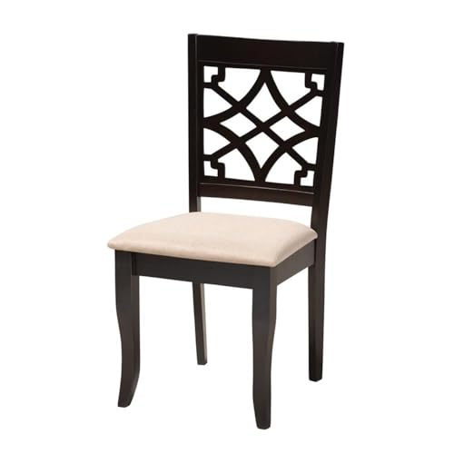 Baxton Studio Thea Modern Beige Fabric And Dark Brown Finished Wood 5-Piece Dining Set