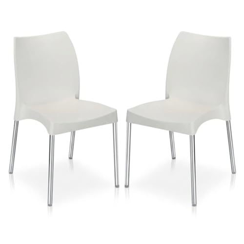 Nilkamal Plastic Chair For Cafe |Set Of 2 | 3 Year Warranty | For Home, Living Room, Outdoor | Milky White Colour | Ns07Ss
